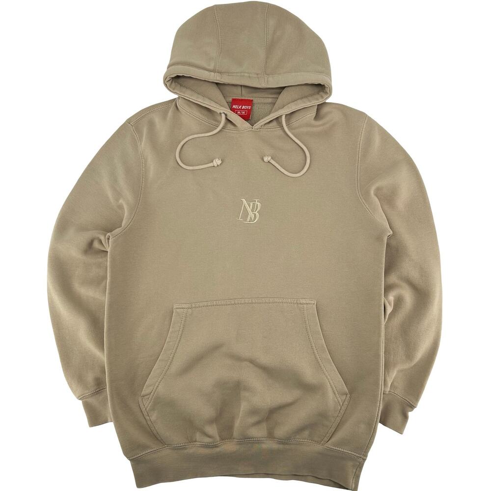 Men's Nelk Boys Limited Edition Embroidered NB Tan Beige Hoodie Sweatshirt sz M